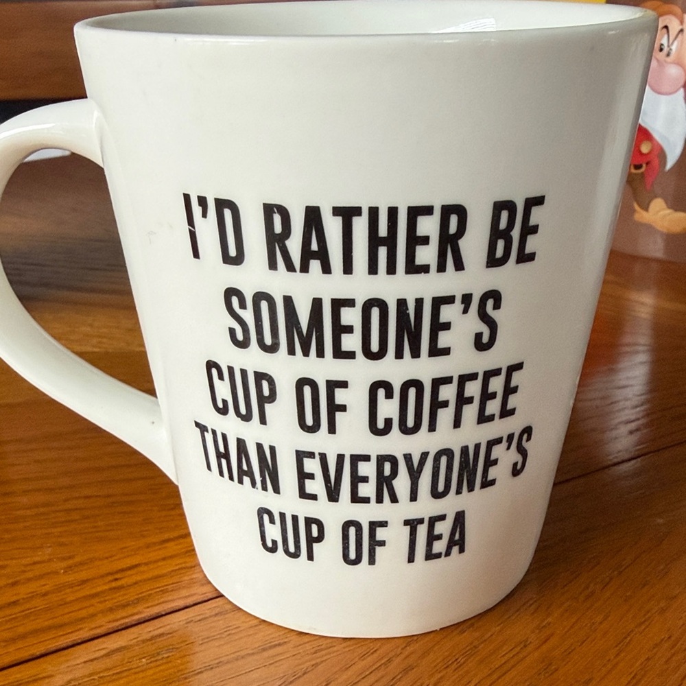 Indigo White Mug with Black Text
